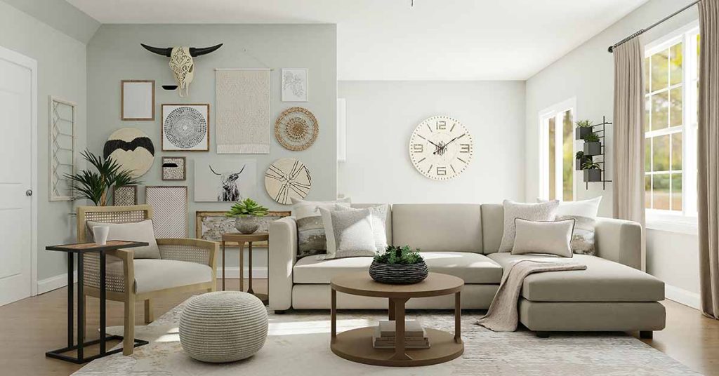 Cozy UK-inspired bedroom showcasing layered textiles, a comfortable bed, and a classic colour palette for a refreshing home interior.